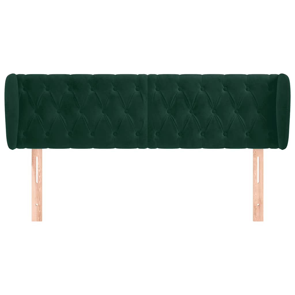 Cabeceira de cama c/ abas veludo 147x23x78/88cm verde-escuro