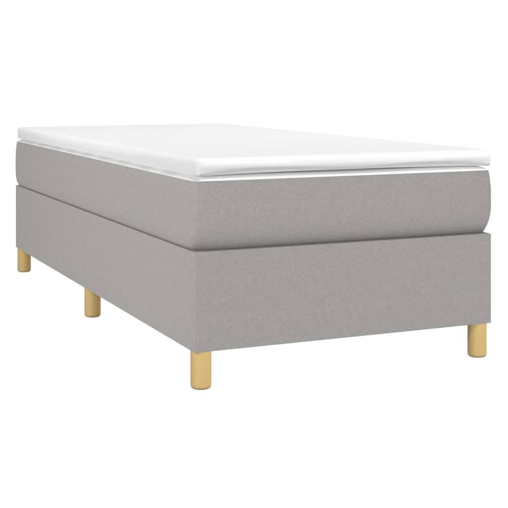 Estrutura de cama com molas 90x200 cm tecido cinzento-claro