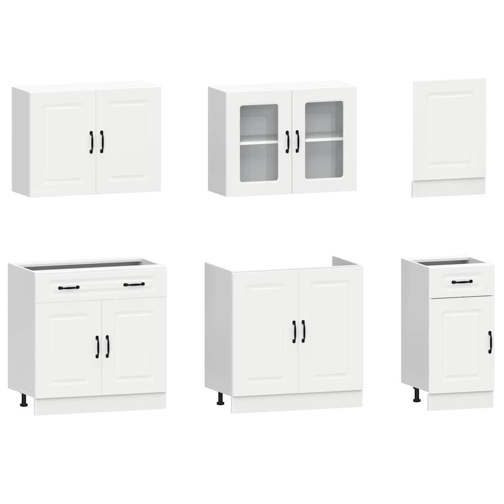 7 Peças armário de cozinha conjunto kalmar branco