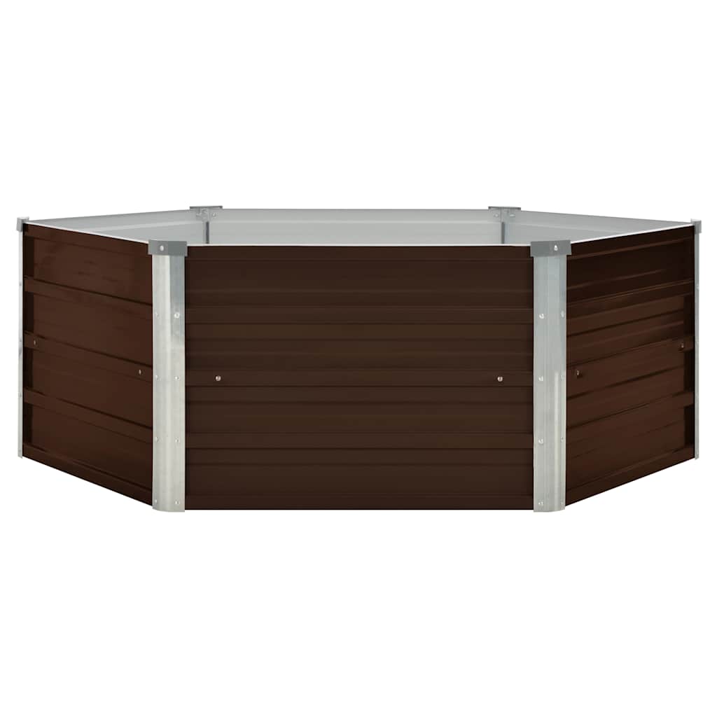 Canteiro jardim elevado 129x129x45cm aço galvanizado castanho