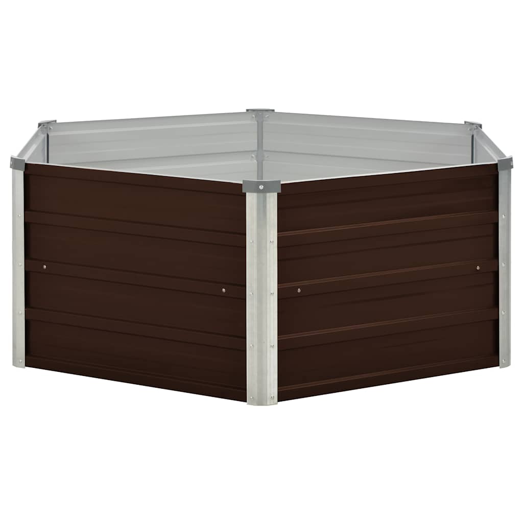 Canteiro jardim elevado 129x129x45cm aço galvanizado castanho