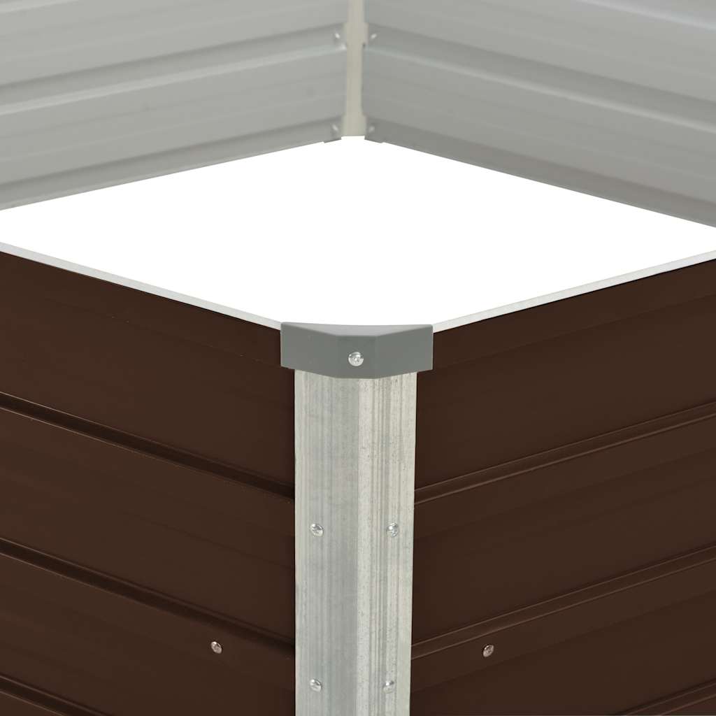 Canteiro jardim elevado 129x129x45cm aço galvanizado castanho