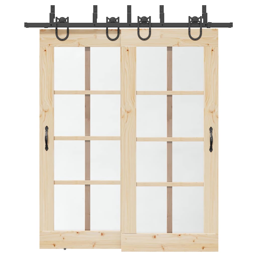 Kit de ferragens para porta deslizante 200 cm aço preto