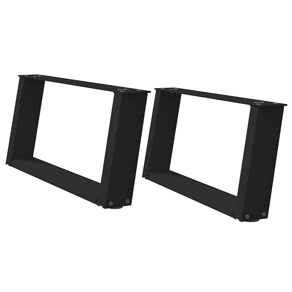 Pés para mesa de centro em formato de u, 2 peças, preto, 70x(30-31) cm, aço