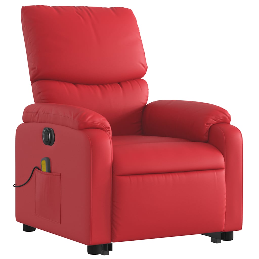 Poltrona reclinável elevatória elétrica couro artif. vermelho