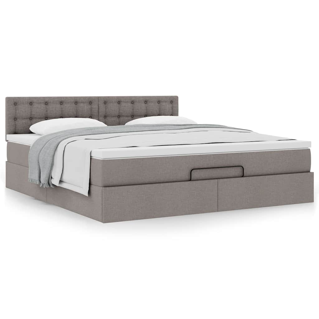Moldura de cama otomana com tecido taupe 180x200cm