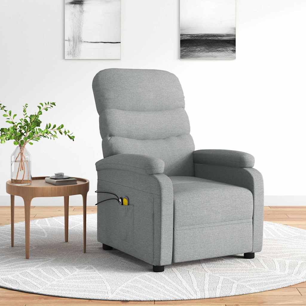 Poltrona de massagens elétrica tecido cinzento-claro