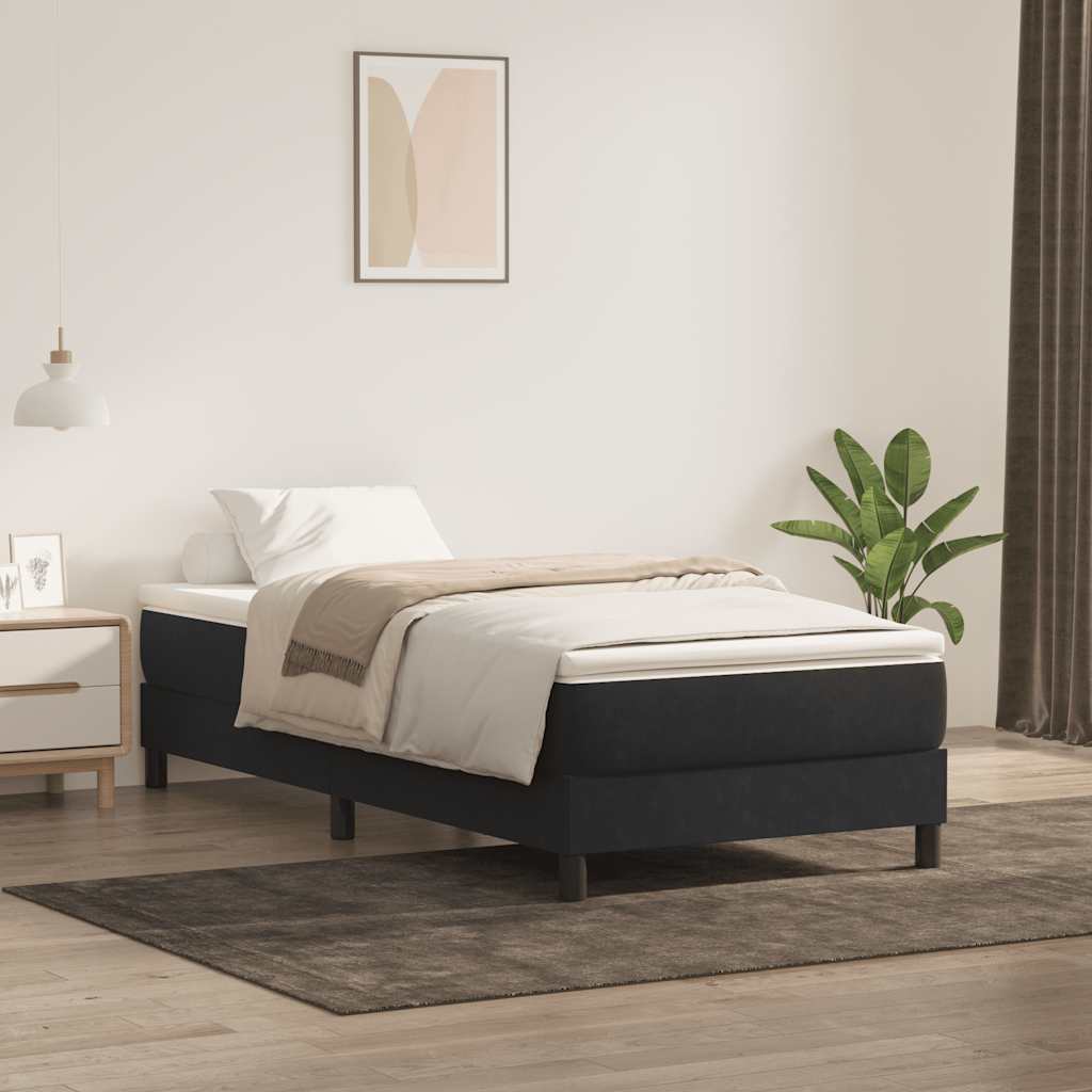 Box cama de primavera sem colchão preto 80x210 cm veludo