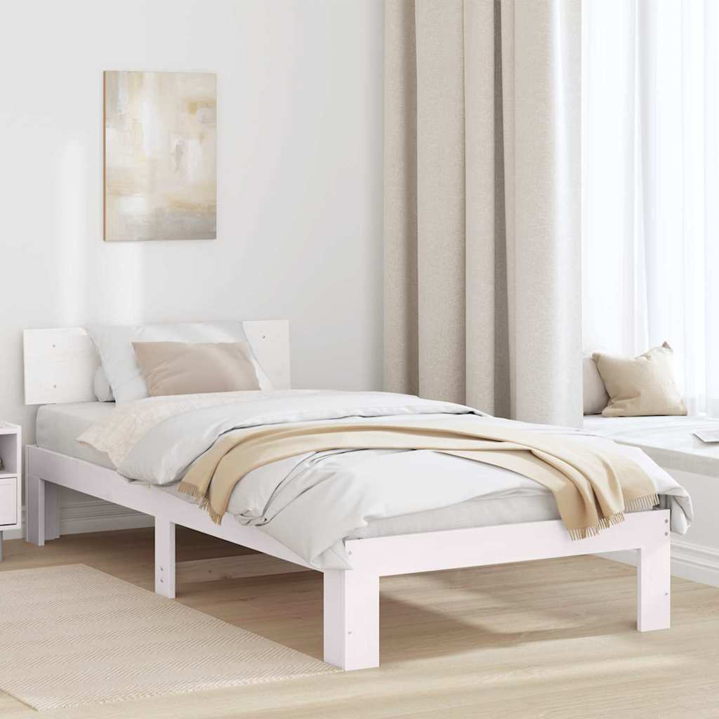Estrutura da cama com cabeceira branco 100 x 200 cm