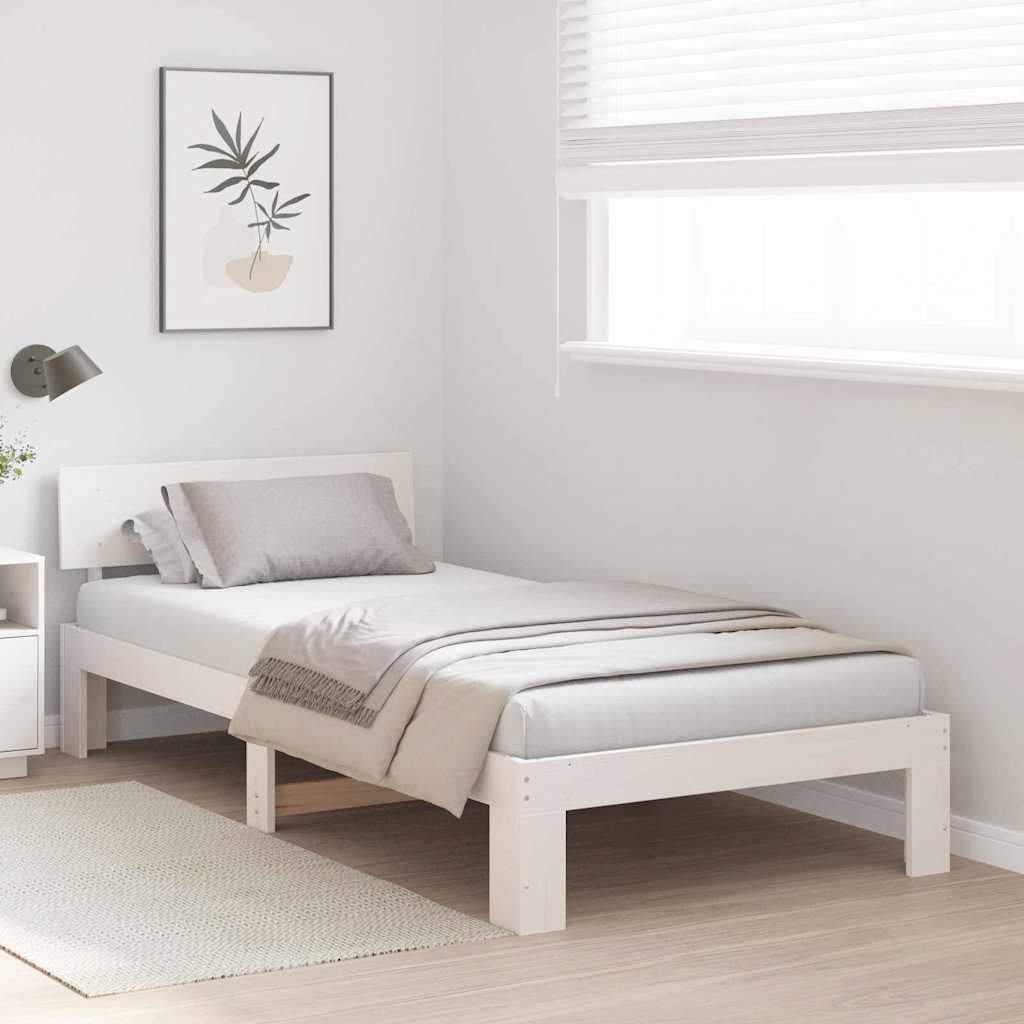 Estrutura da cama com cabeceira branco 100 x 200 cm