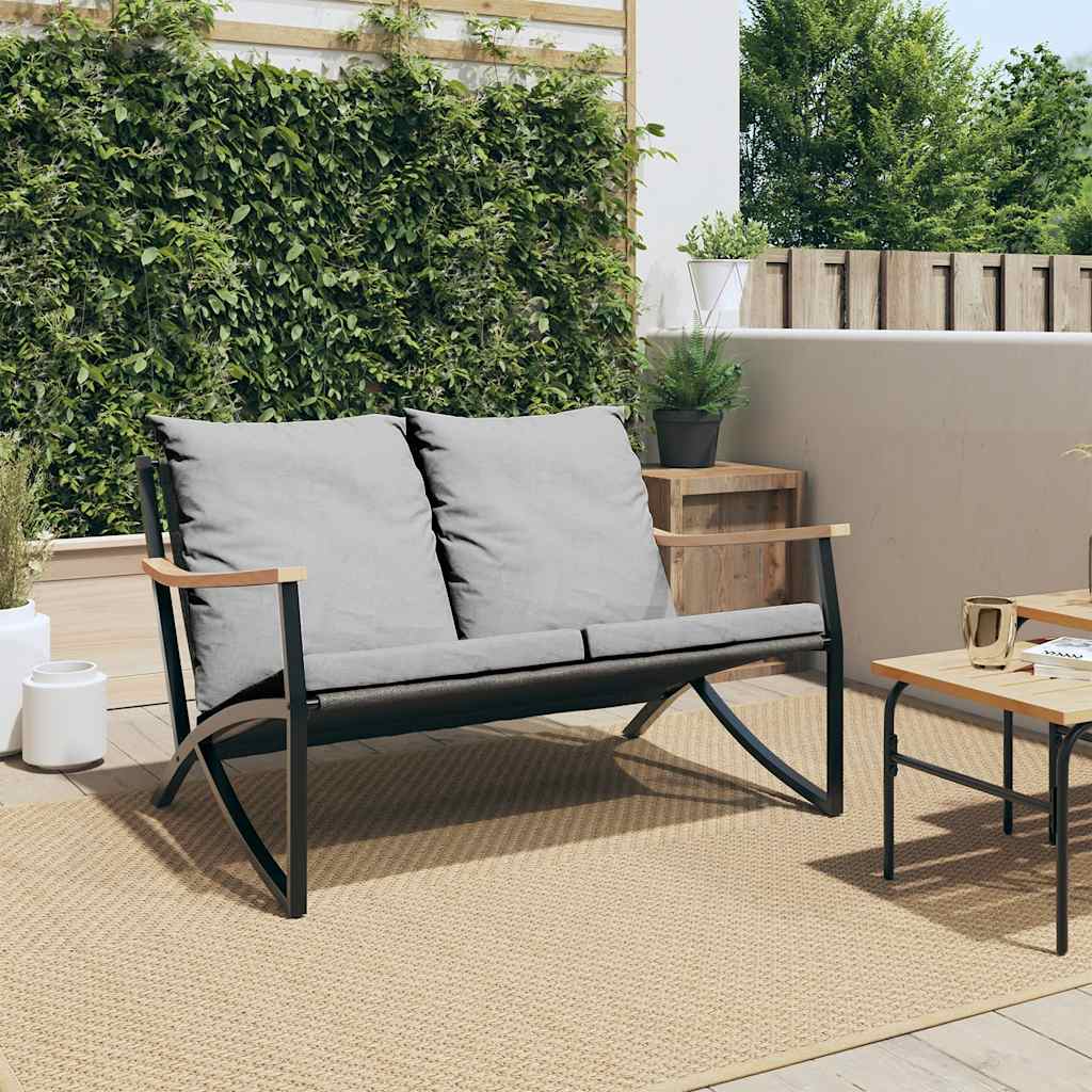 Banco de jardim com almofadões 120 cm aço preto
