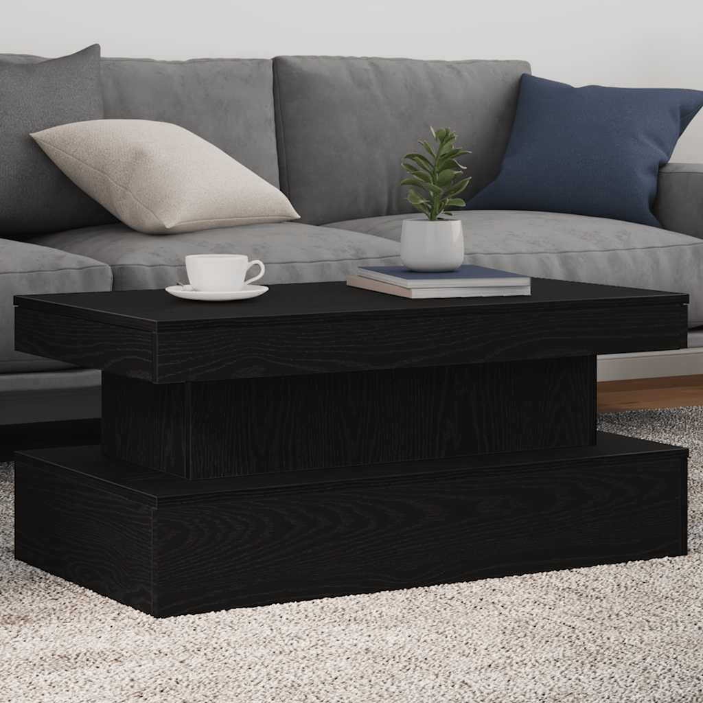 Mesa de centro com luzes LED, carvalho preto, 90x50x40 cm