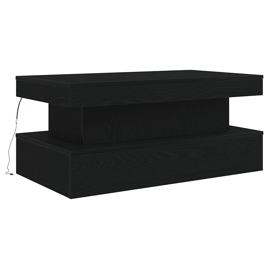 Mesa de centro com luzes LED, carvalho preto, 90x50x40 cm