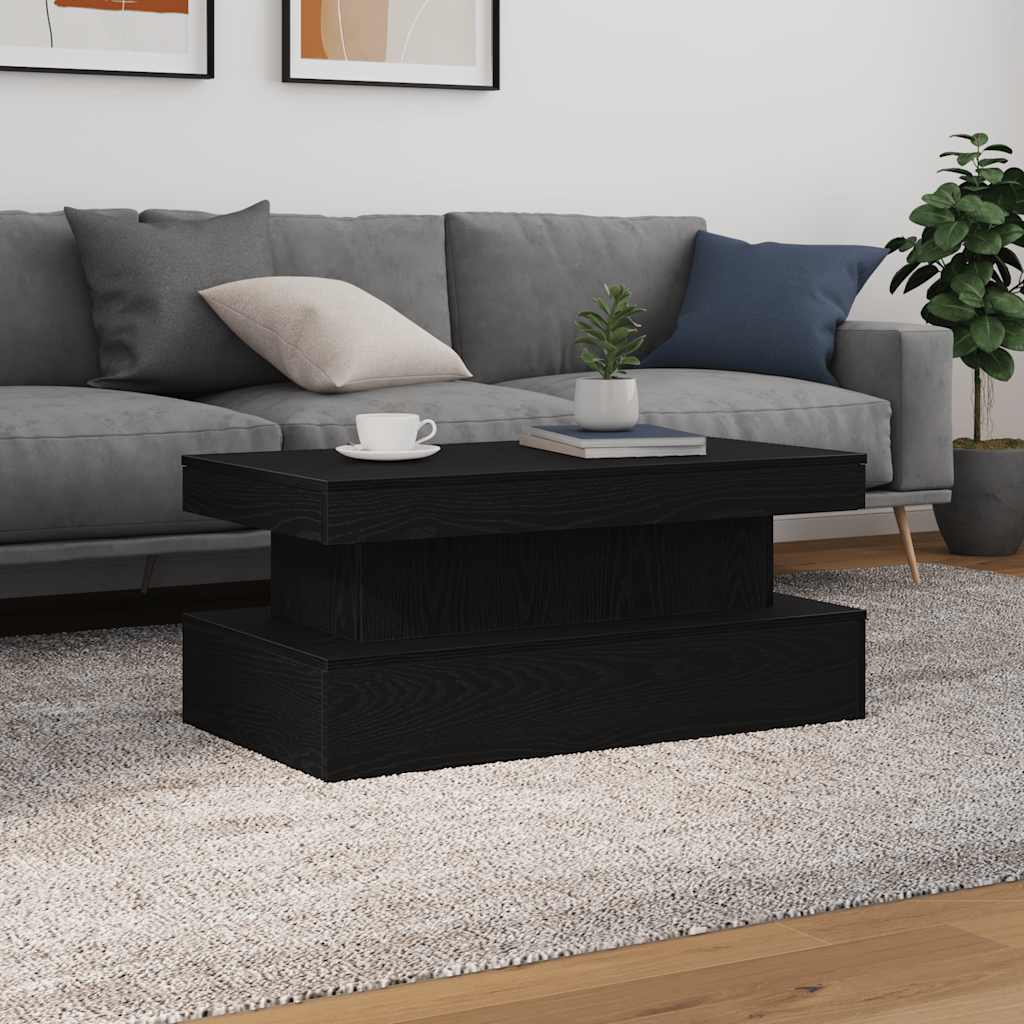 Mesa de centro com luzes LED, carvalho preto, 90x50x40 cm