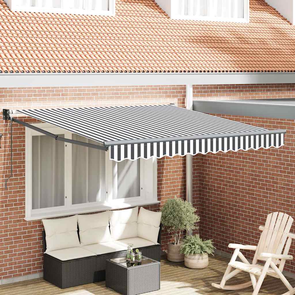Toldo retrátil 3x2,5 m tecido e alumínio antracite e branco