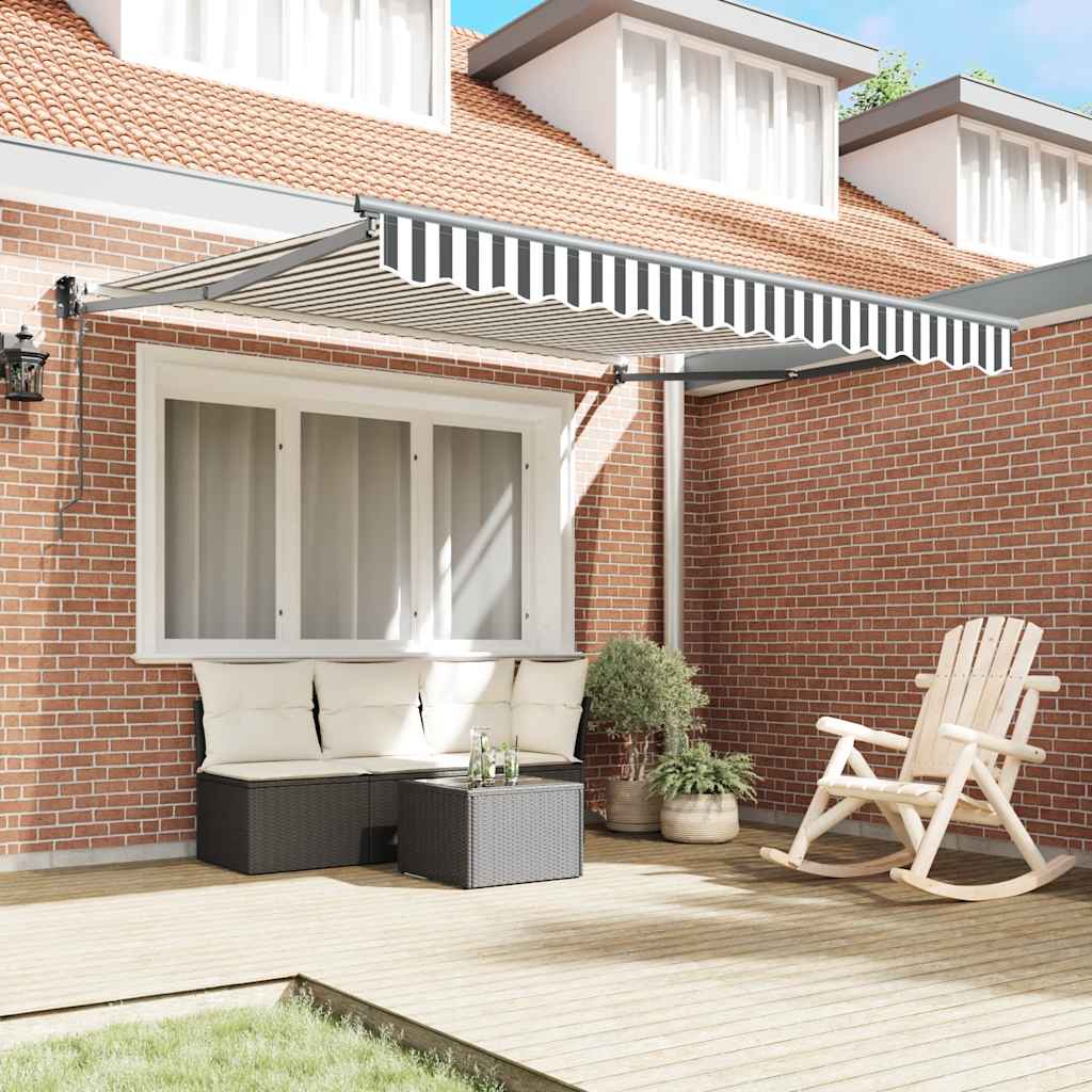 Toldo retrátil 3x2,5 m tecido e alumínio antracite e branco