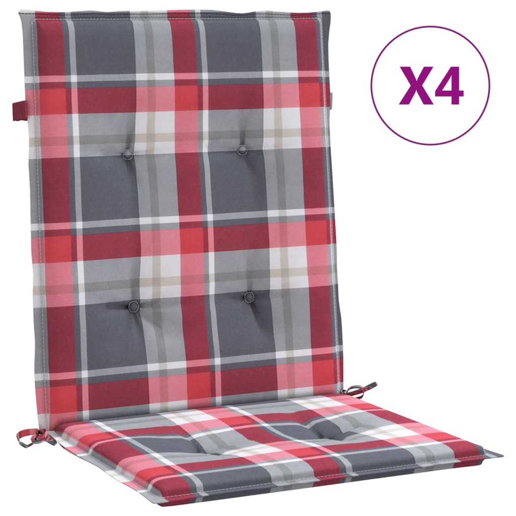 Almofadões lombares cadeiras jardim 4pcs oxford xadrez vermelho