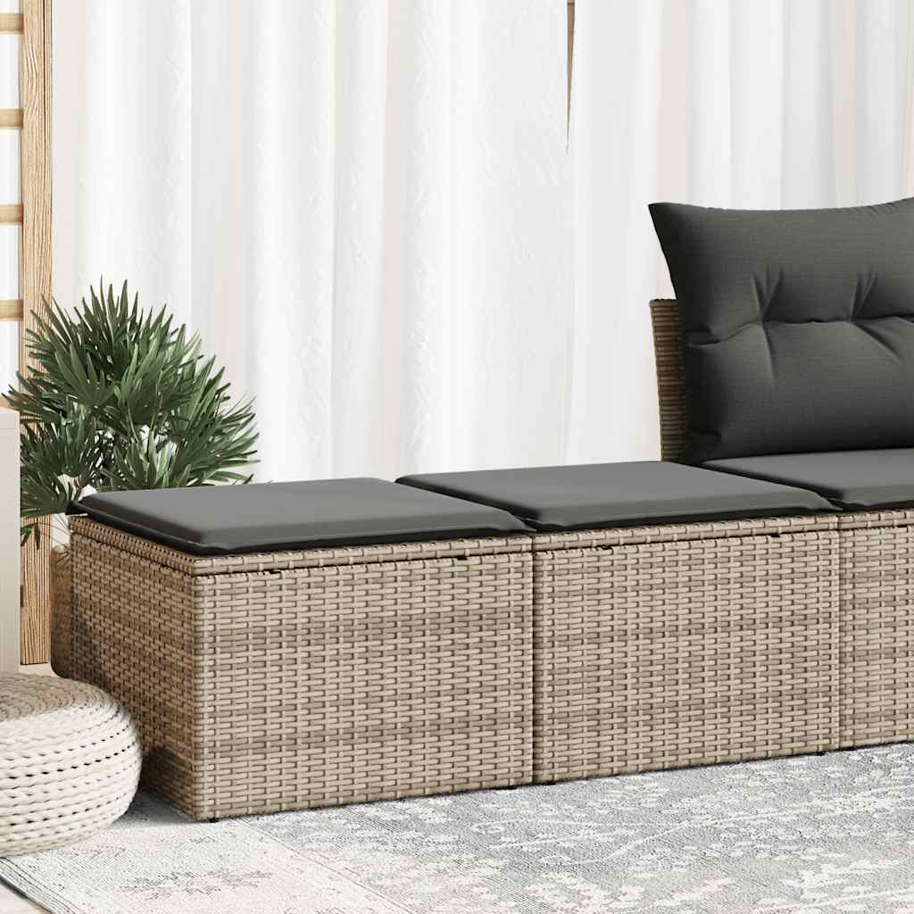 2 Pcs conjunto sofás jardim almofadões vime PE/acácia cinzento