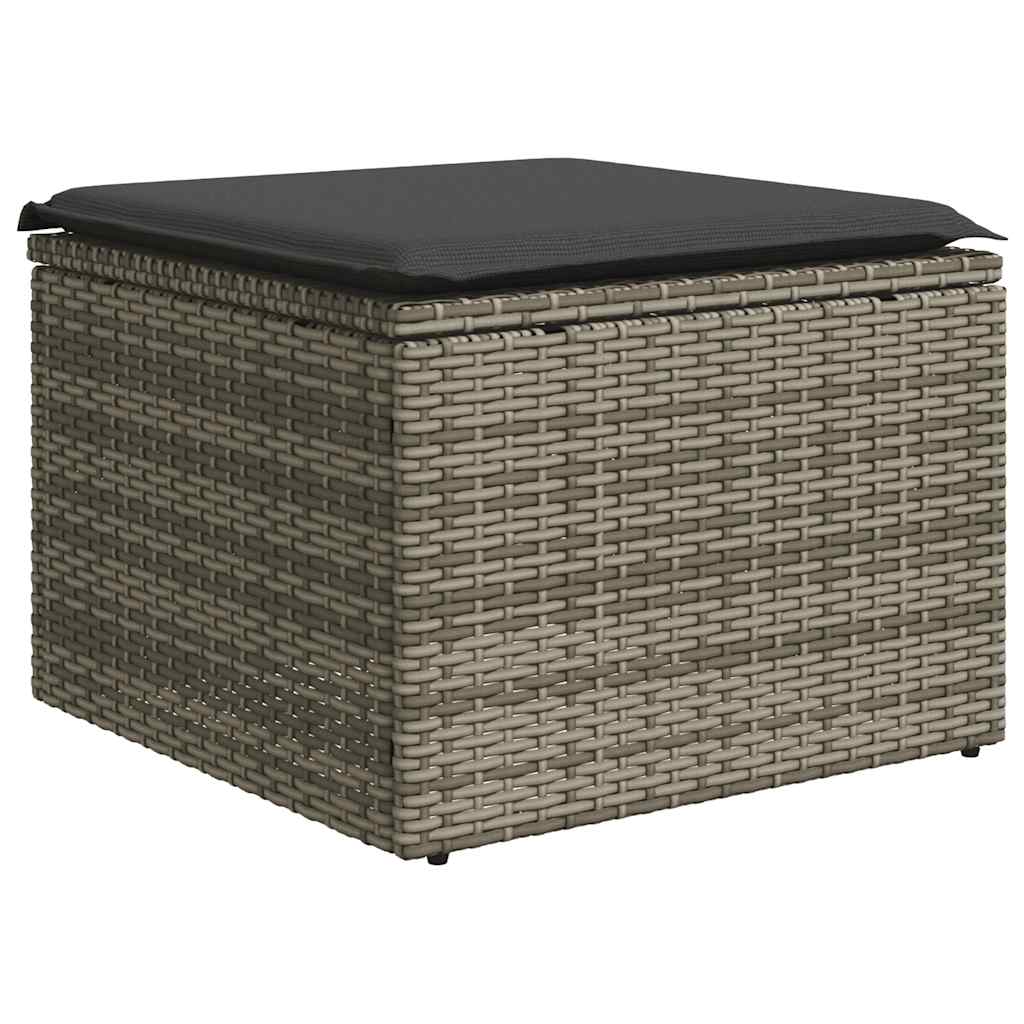2 Pcs conjunto sofás jardim almofadões vime PE/acácia cinzento