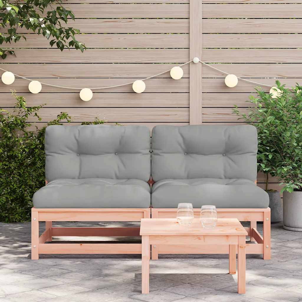 Sofás p/ jardim c/ almofadões 2 pcs madeira de douglas maciça