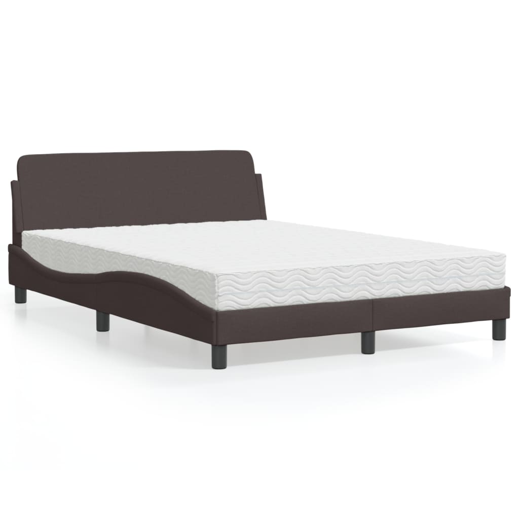 Cama com colchão dover 140x190 cm tecido castanho-escuro