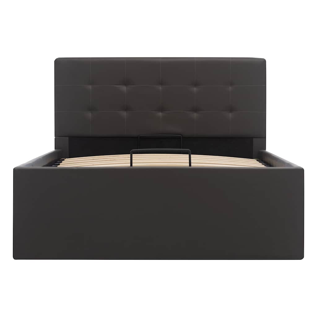 Cama hidráulica c/ arrumação 90x200cm couro artificial cinza