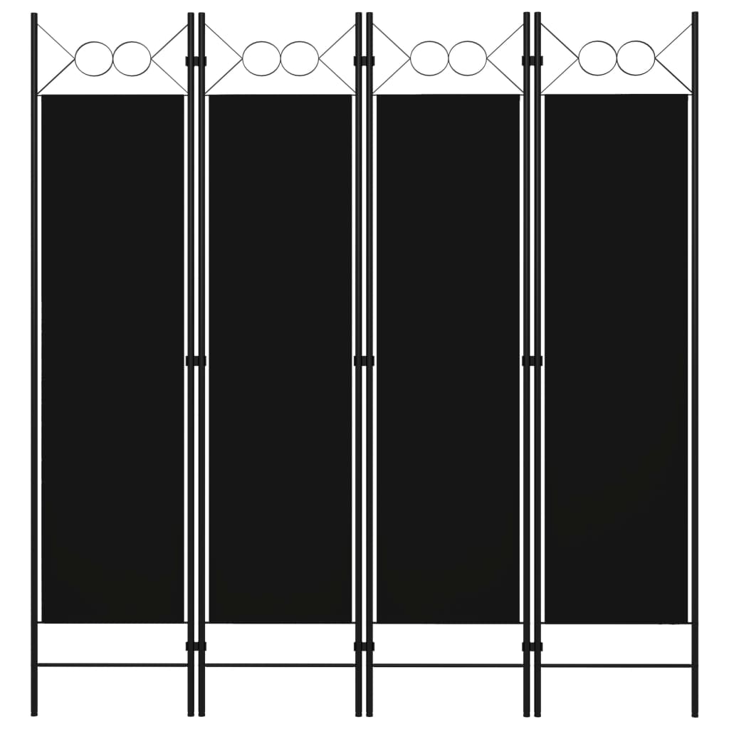 Divisória de quarto com 4 painéis 160x180 cm preto