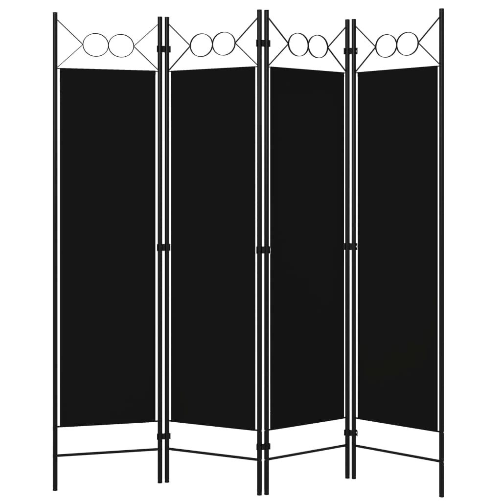 Divisória de quarto com 4 painéis 160x180 cm preto