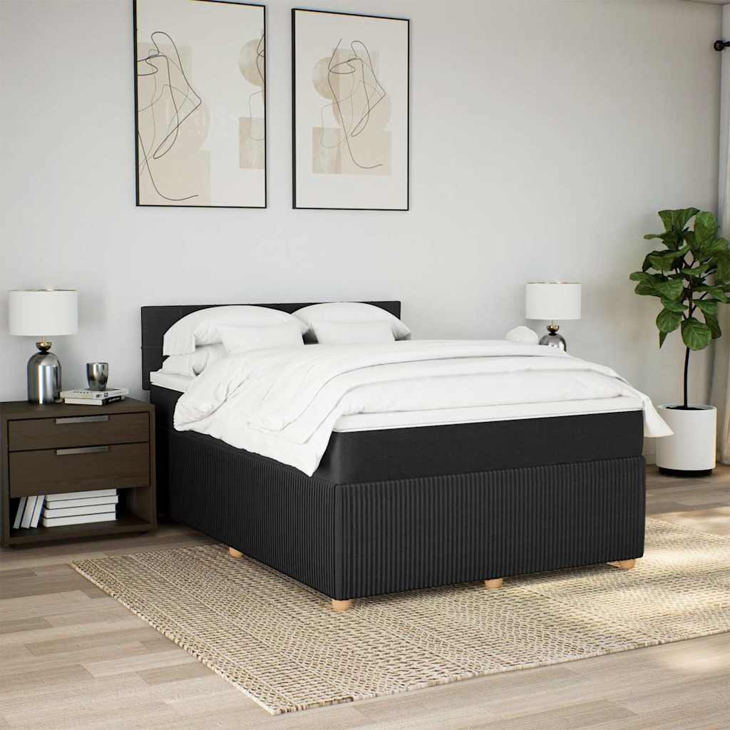 Cama com molas/colchão 140x190 cm tecido preto