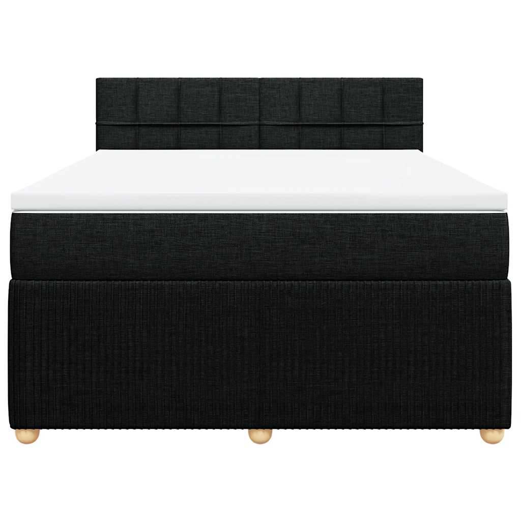Cama com molas/colchão 140x190 cm tecido preto