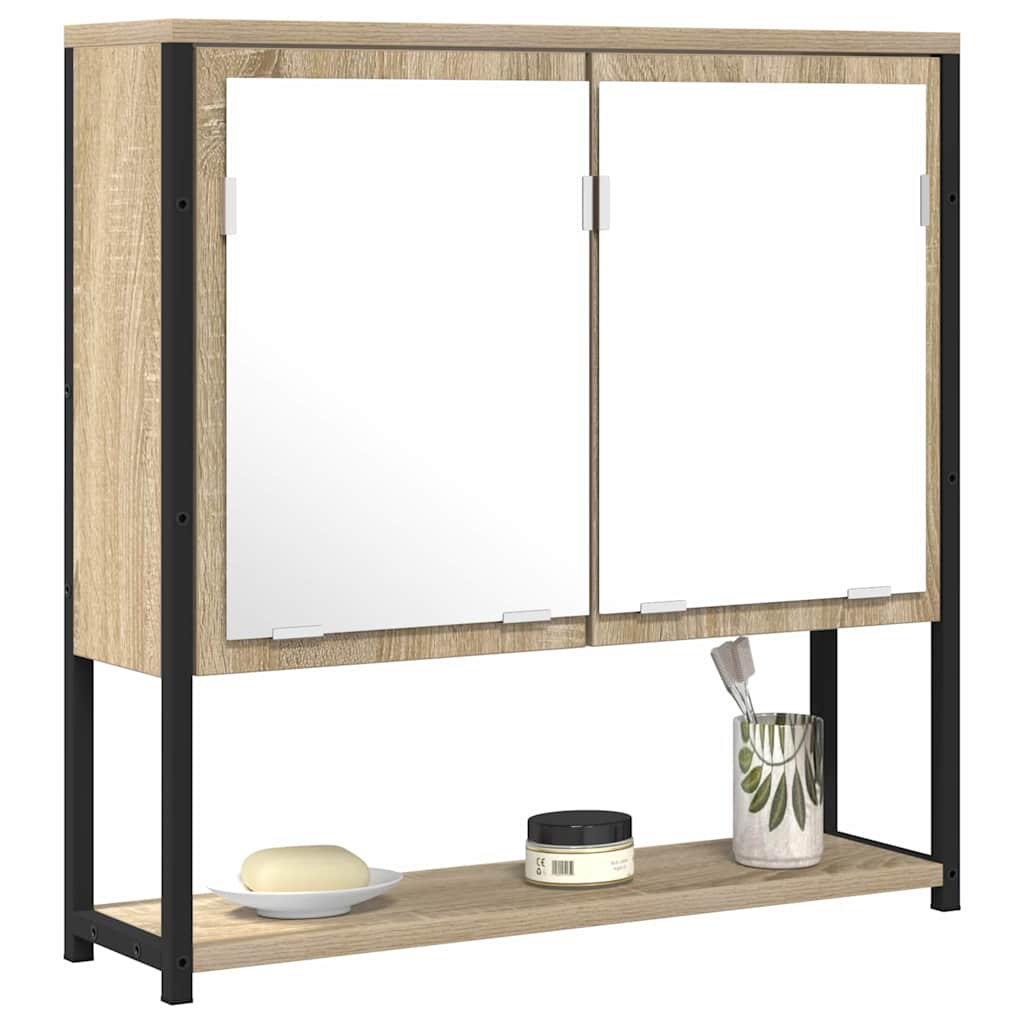 Espelho de banheiro com prateleira bege 60 x 16 x 60 cm