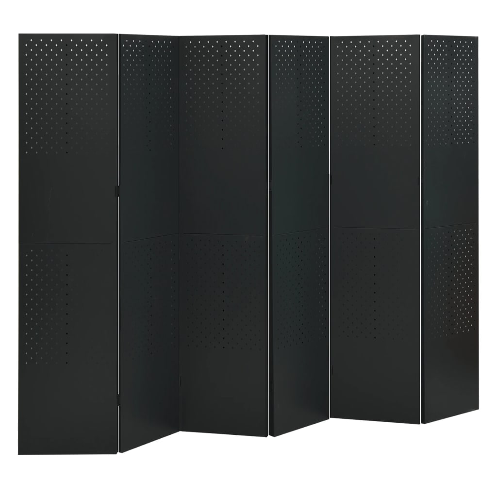 Divisórias/biombos com 6 painéis 2 pcs aço 240x180 cm preto