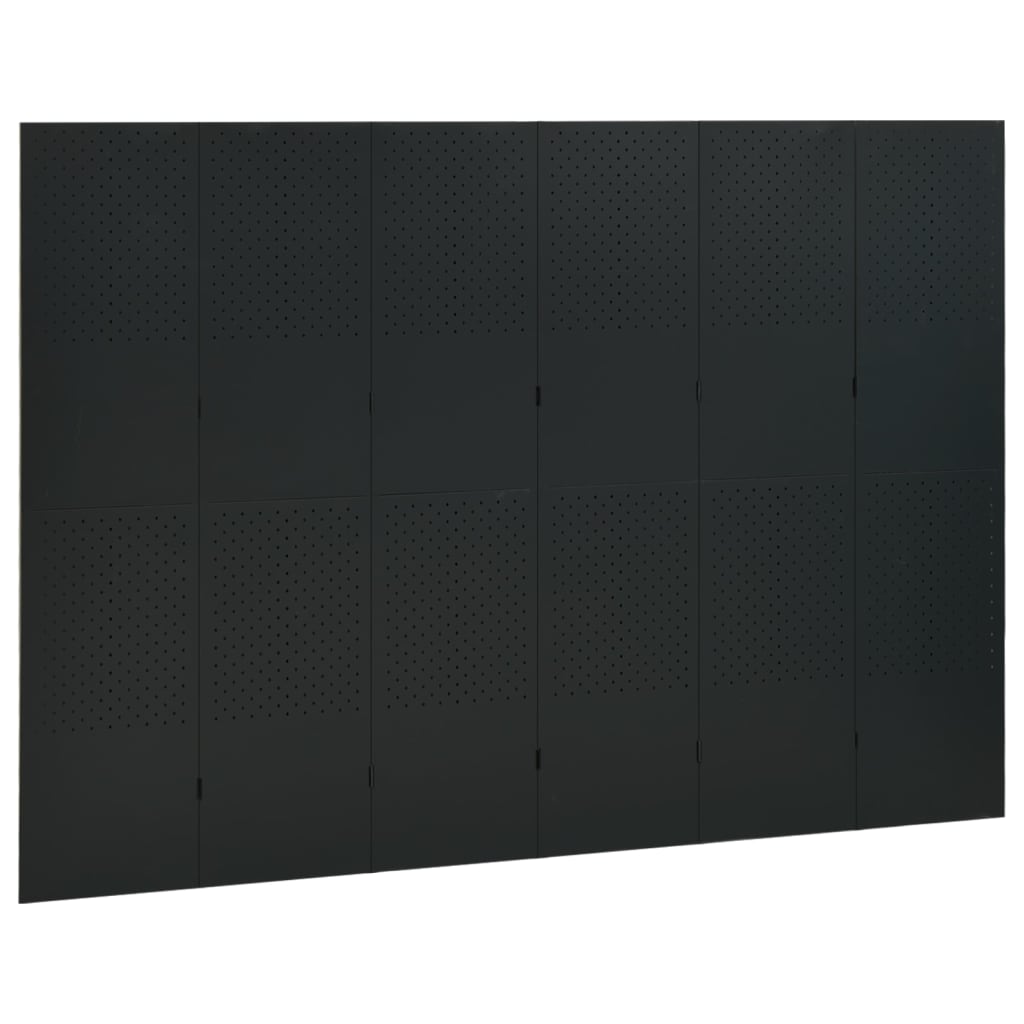 Divisórias/biombos com 6 painéis 2 pcs aço 240x180 cm preto