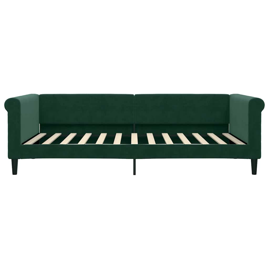 Sofá-cama 100x200 cm veludo verde-escuro