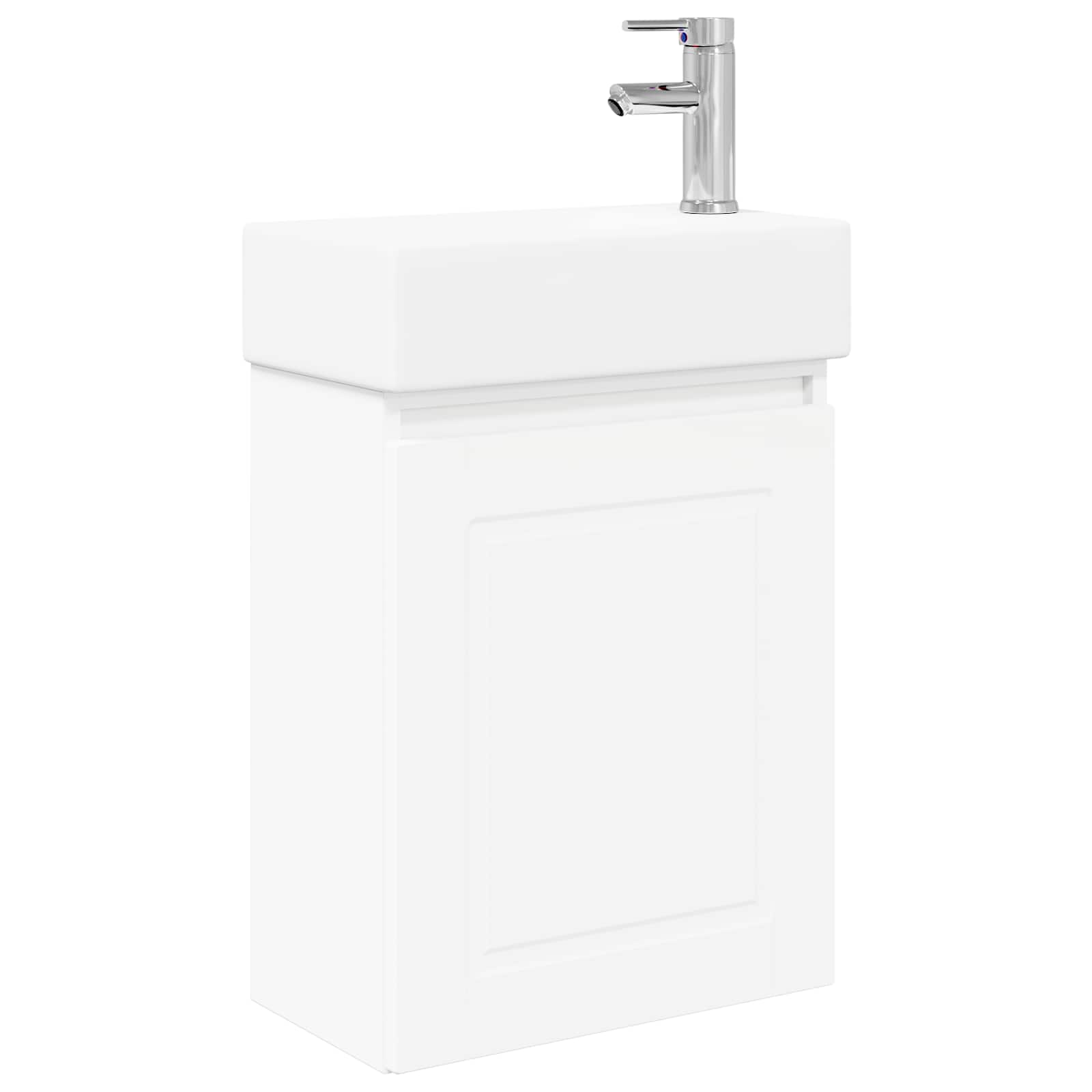 Conjunto de móveis de banheiro com torneira branco