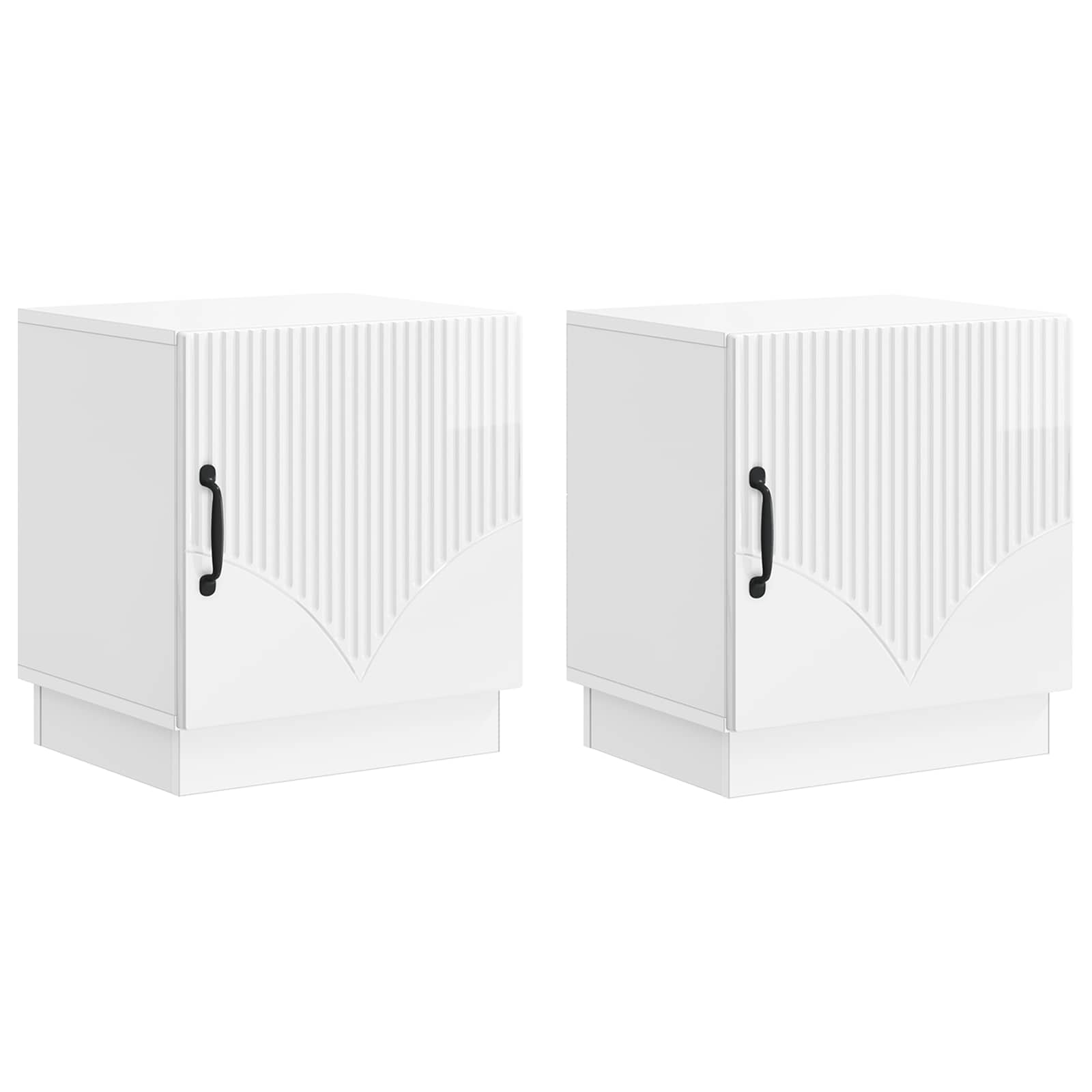 Mesa-de-cabeceira 2 unid. branco brilhante 43 x 34,5 x 47 cm