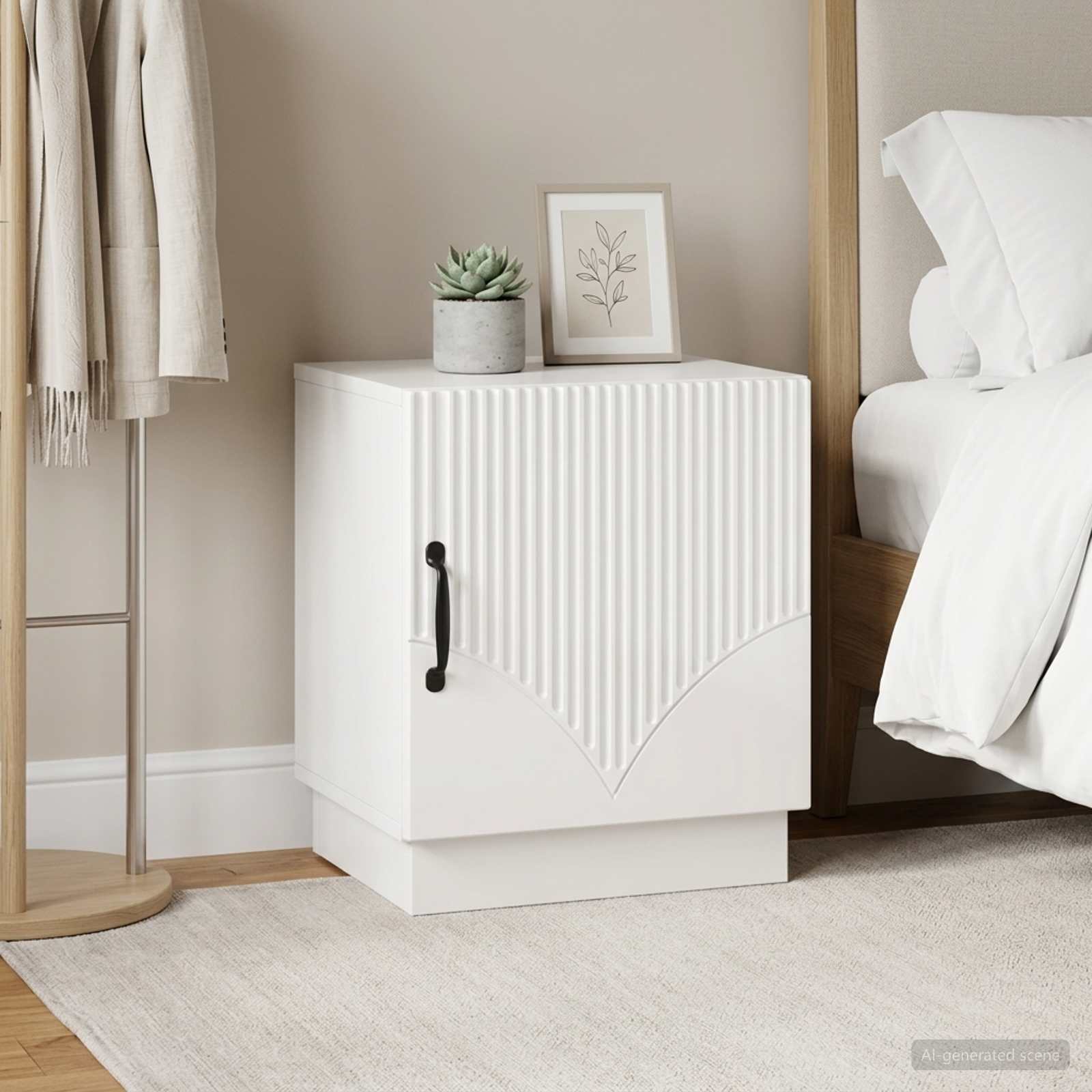 Mesa-de-cabeceira 2 unid. branco brilhante 43 x 34,5 x 47 cm