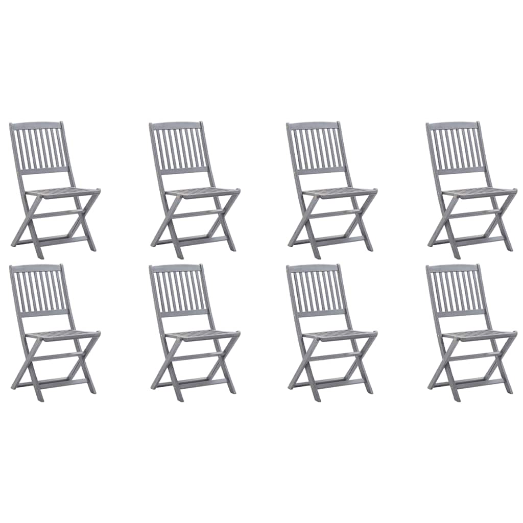Cadeiras de exterior dobráveis 8pcs c/ almofadões acácia maciça