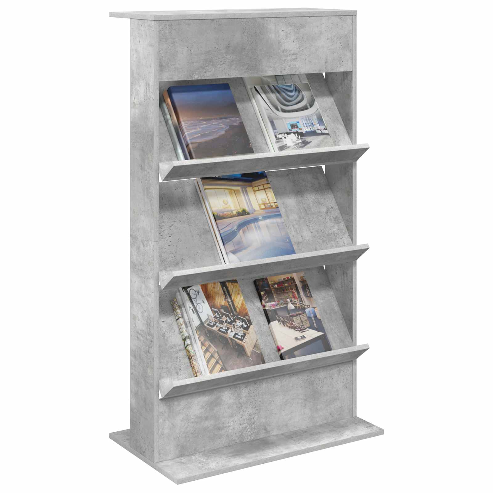 Estante de revistas cinzento 70 x 41 x 126 cm