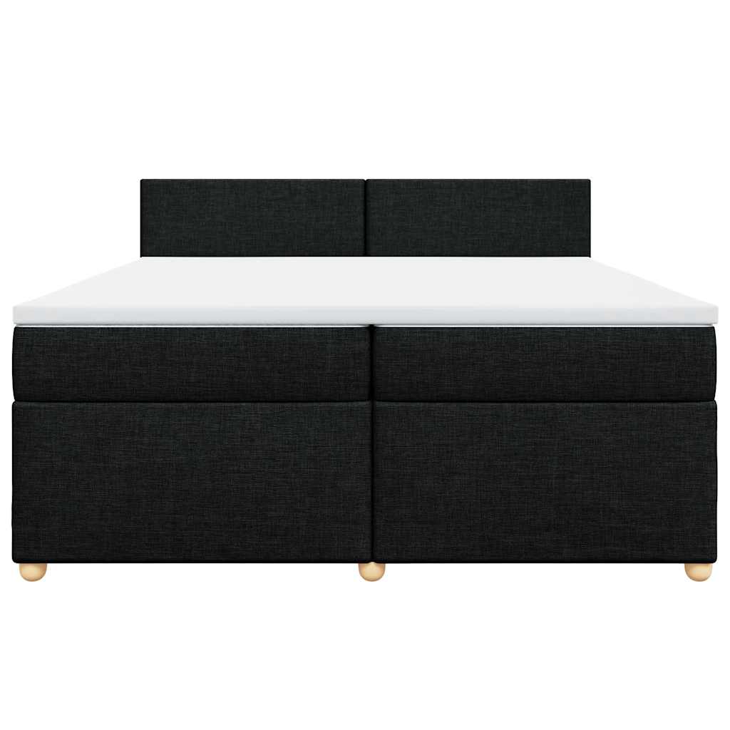 Cama com molas/colchão 200x200 cm tecido preto