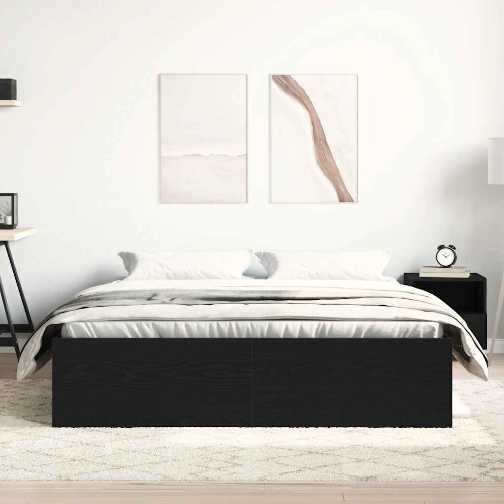 Estrutura de cama sem colchão, carvalho preto, 150x200 cm, madeira engenheirada