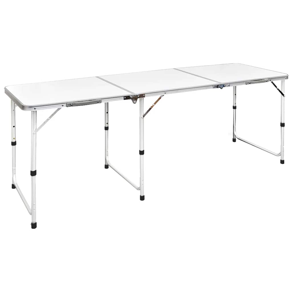 Mesa de acampamento dobrável e ajustável em alumínio 180 x 60 cm