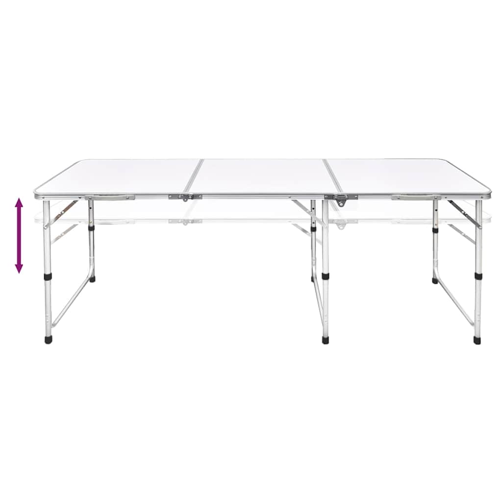 Mesa de acampamento dobrável e ajustável em alumínio 180 x 60 cm