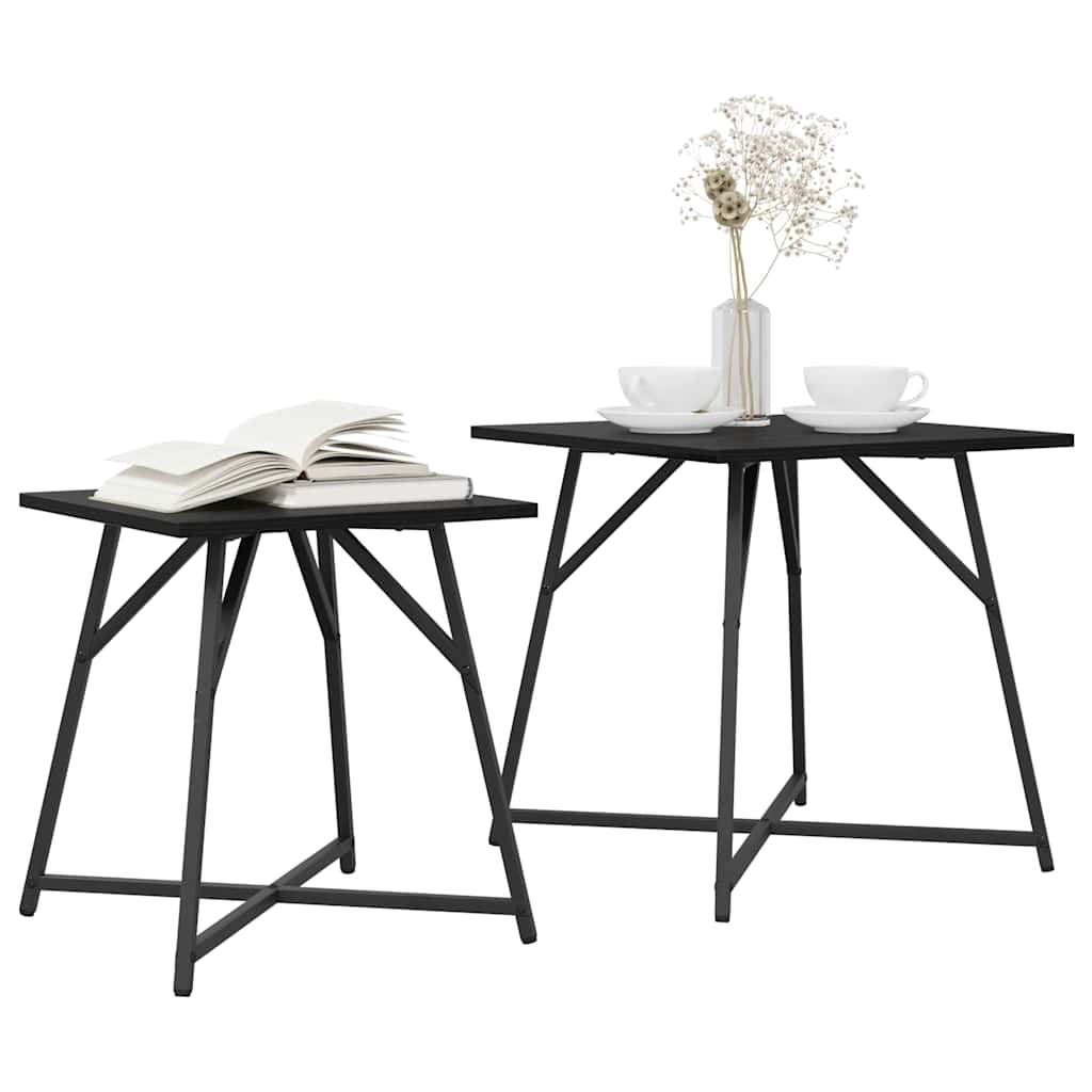 Conjunto de mesas de apoio 2 unid. carvalho preto