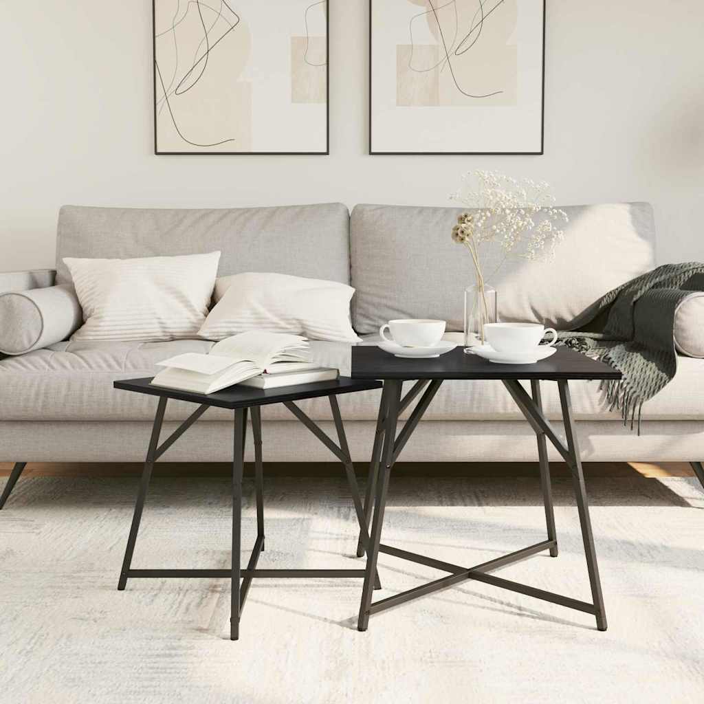Conjunto de mesas de apoio 2 unid. carvalho preto