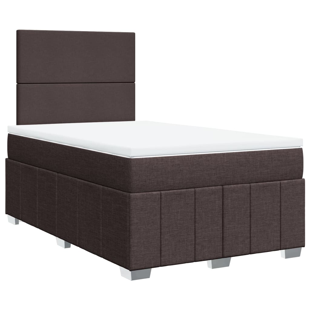 Cama boxspring com colchão 120x190 cm tecido castanho-escuro