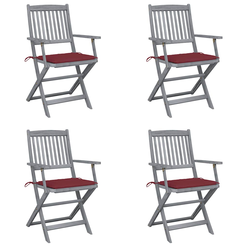 Cadeiras exterior dobráveis c/ almofadões 4 pcs acácia maciça