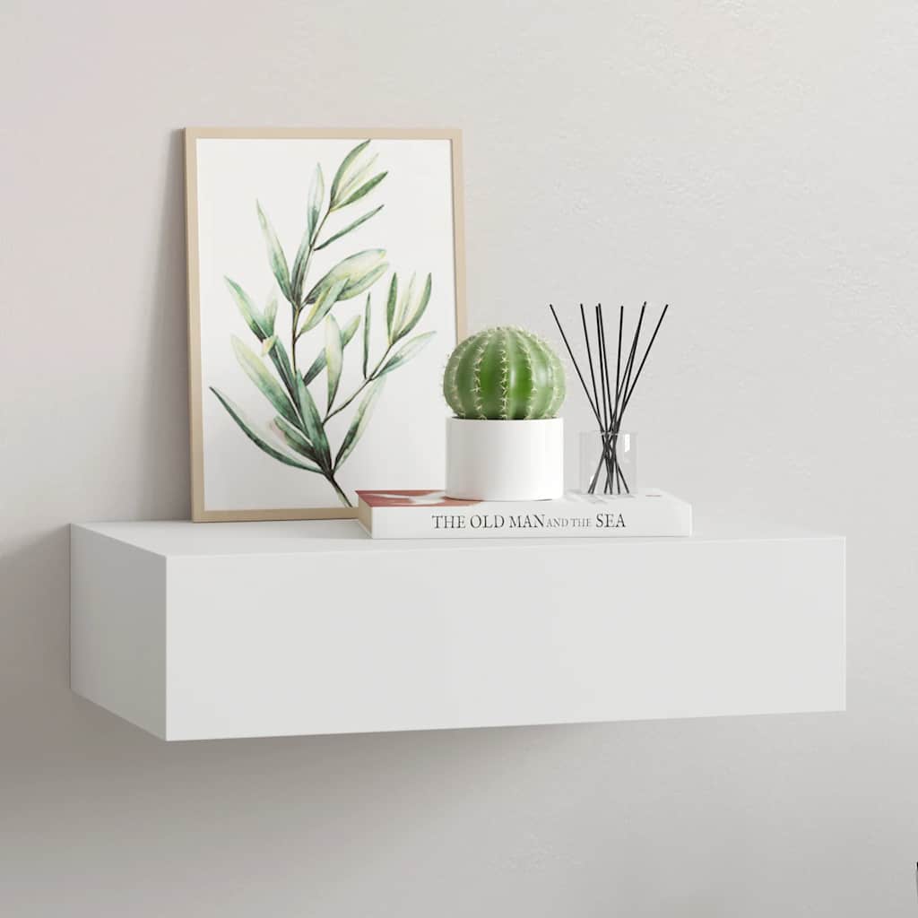 Prateleira de parede com gaveta MDF 40x23,5x10 cm branco