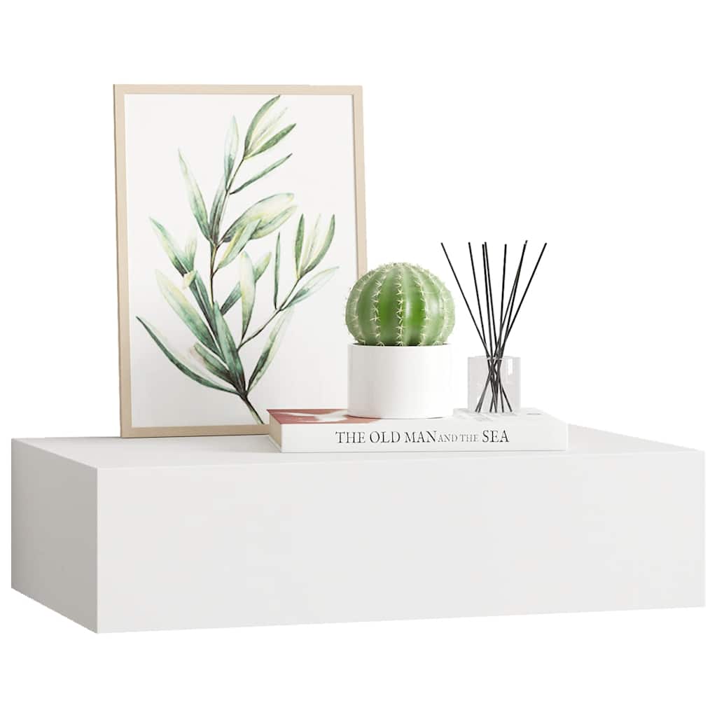 Prateleira de parede com gaveta MDF 40x23,5x10 cm branco