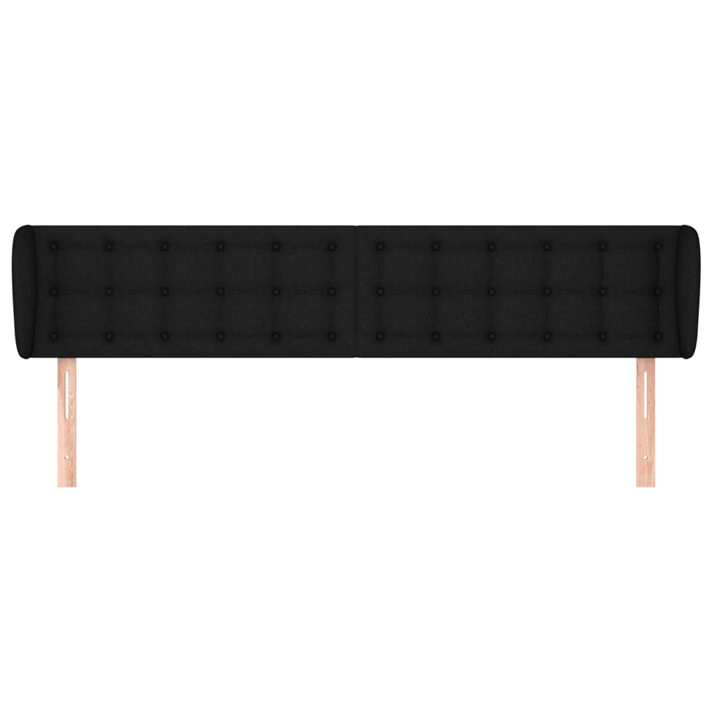 Cabeceira de cama c/ abas tecido 203x23x78/88 cm preto